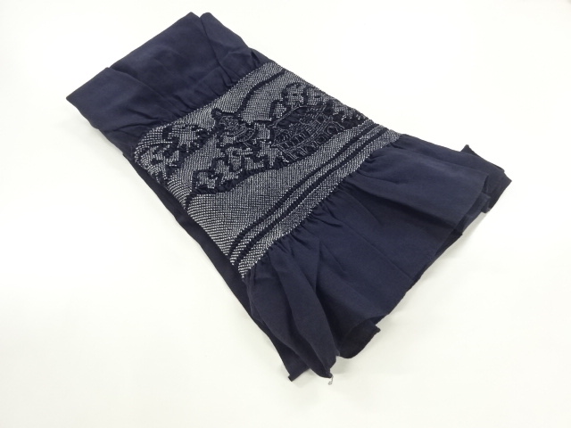 未使用品　正絹　絞り寺院風景模様男物兵児帯